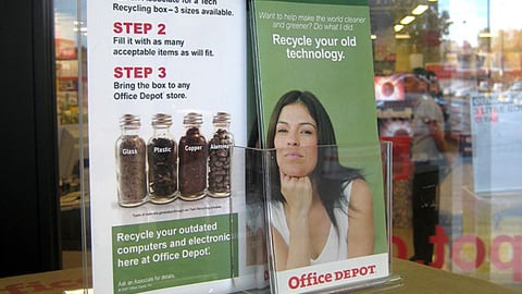 Office Depot Tech Recycling Counter Card