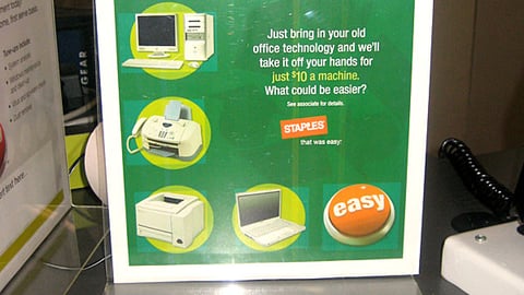 Staples Technology Recycling Counter Sign