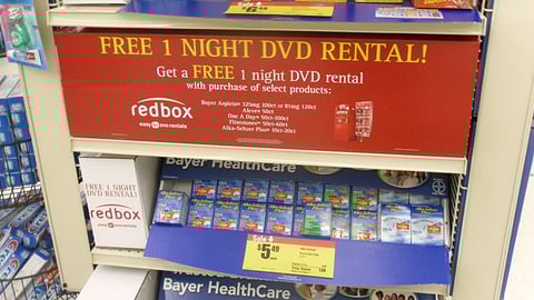 Bayer HealthCare Redbox Incentive Endcap Sign