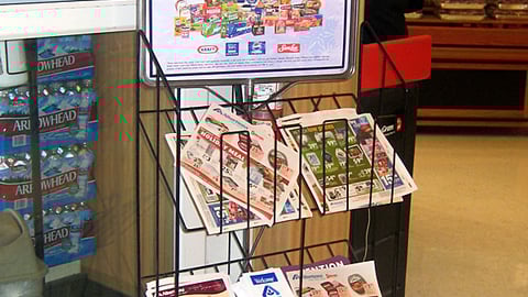 Albertsons 'Cold Card Cash' Stanchion Sign