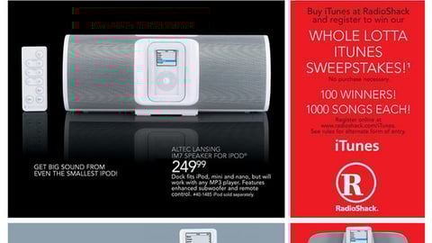 RadioShack iPod Sweeps Feature