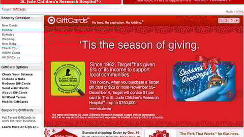 Target 'Season of Giving' Home Page Leaderboard Ad