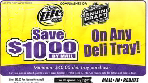 Miller Brewing Deli Rebate Promotion