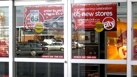 Circuit City 'Drive to 65' Window Cling