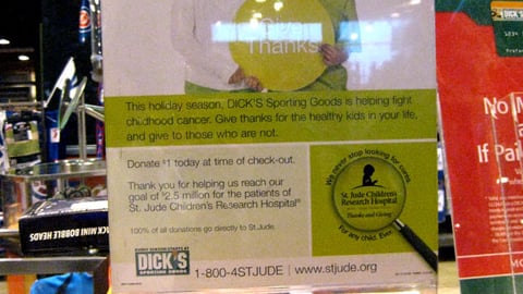 Dick's St. Jude Fundraising Counter Sign