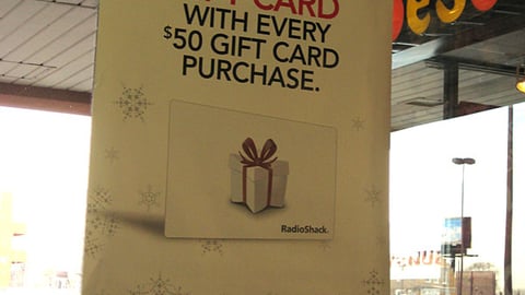 RadioShack Gift Card Incentive Window Poster