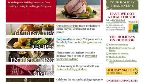 Whole Foods Holiday Website