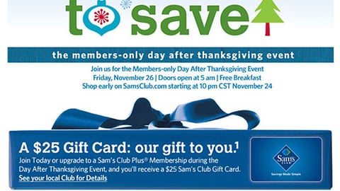 Sam's Club 'Day After Thanksgiving Event' Email