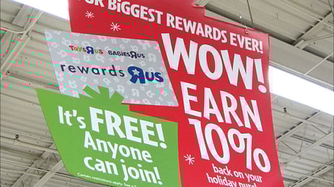 Toys "R" Us 'Biggest Rewards Ever' Ceiling Sign