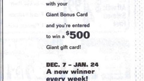 Giant/'Washington Post' Sweeps