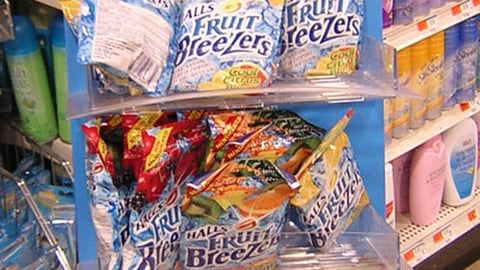 Halls Fruit Breezers Display