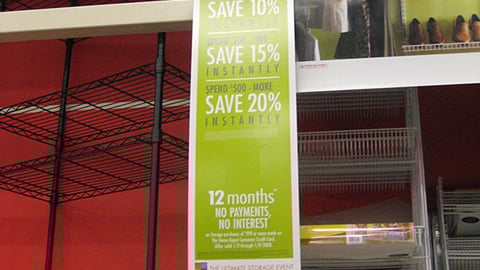 Home Depot 'Ultimate Storage Event' Shelf Sign