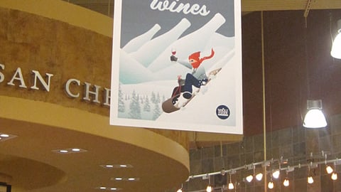 Whole Foods 'Top Ten Wines' Ceiling Banner