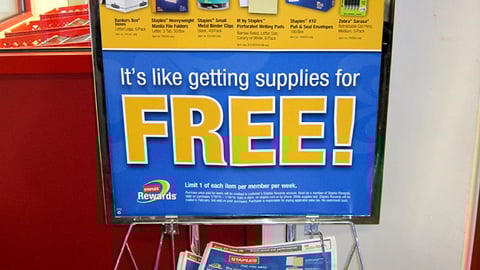 Staples Rewards Promotion Stanchion Sign
