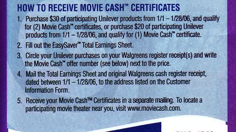 Walgreens Movie Ticket Incentive Offer Feature