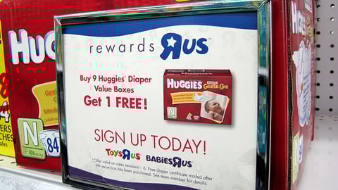 Toys "R" Us Huggies Incentive Shelf Sign