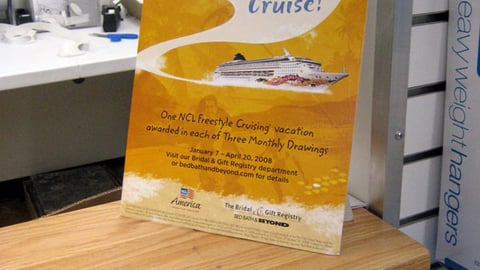 Bed Bath & Beyond Cruise Sweeps Counter Card