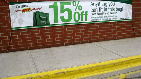 Menards Green Bag Sale Banner