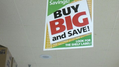 ShopRite 'Club Size Savings' Ceiling Sign