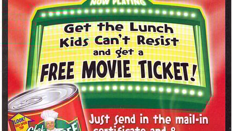 Chef Boyardee Movie Ticket FSI