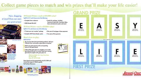 Jewel-Osco 'Match. Win. Easy.' Game Board