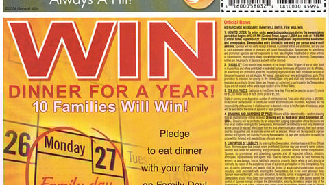 Betty Crocker Dinner for a Year FSI