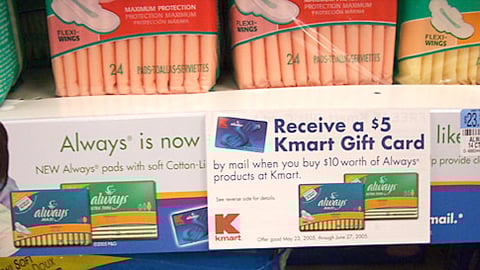 Kmart/Always Gift Card Shelf Sign
