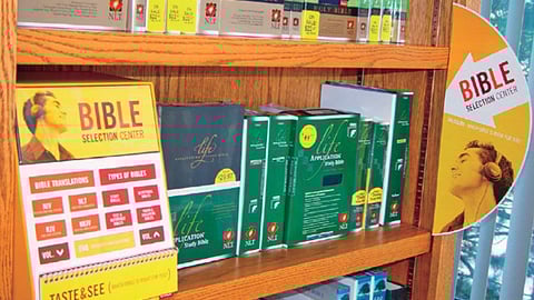 Interactive Bible Selection Shelf Display