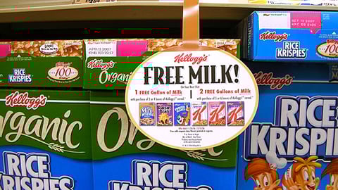 Kellogg 'Free Milk' Shelf Dangler