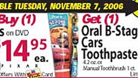 Pathmark/Oral-B 'Cars' Feature