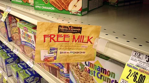 Kellogg's 'Pirates' Free Milk Offer Shelf Sign