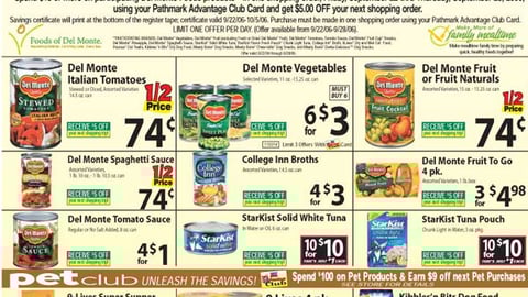Pathmark Del Monte Rebate Feature