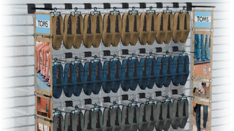 TOMS Footwear Slatwall Merchandiser 