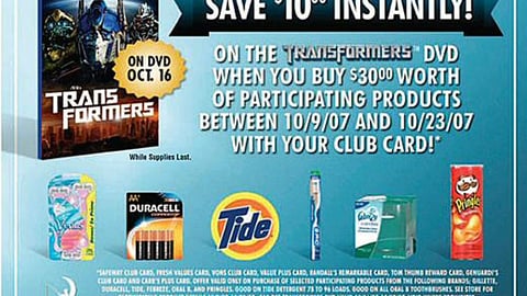 Safeway P&G/'Transformers' DVD Feature