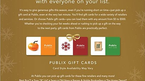 Publix Gift Card Feature