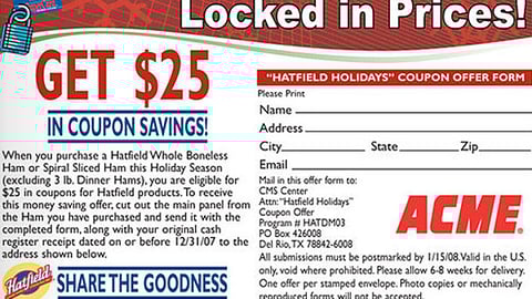 Acme Hatfield Holiday Rebate Feature