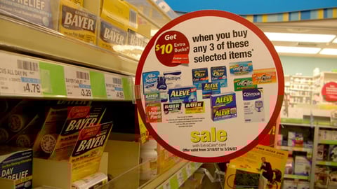 CVS/Bayer Extra Bucks Shelf Talker