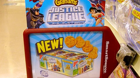 Teddy Grahams 'Justice League' Shelf Talker