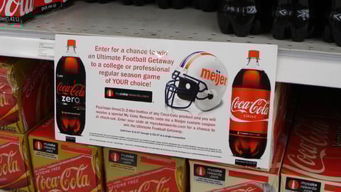 Meijer/Coke 'Football Getaway' Shelf Sign