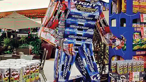 Bud Football Packaging Sculpture Display