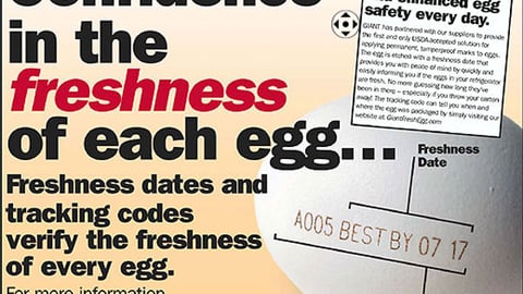 Giant Egg Freshness Code Feature 