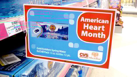 CVS Heart Month Spring Water Shelf Sign