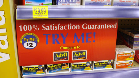 Walgreens Advil Comparison Shelf Tray