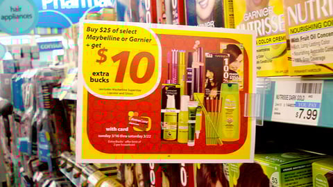 CVS L'Oreal Extra Bucks Shelf Sign
