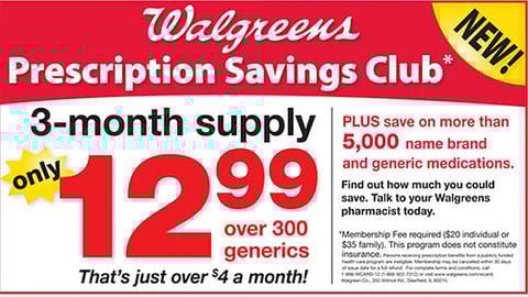Walgreens Prescription Savings Club Feature