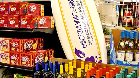 Barefoot Wine Surf Board Display