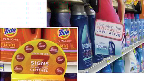 Tide, Downy Total Care Shelf Signs
