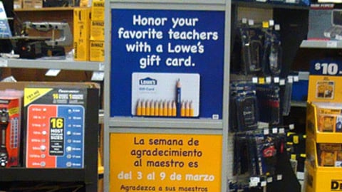 Lowe's 'Teacher Appreciation' Stanchion Sign