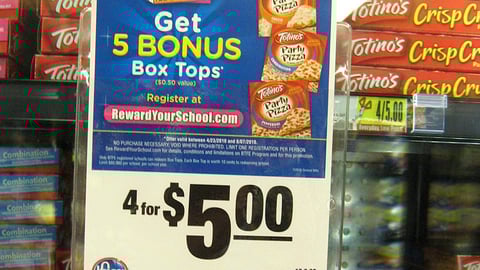Totino's Kroger 'Box Tops' Shelf Sign