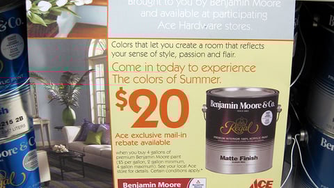 Benjamin Moore Ace 'Rebate' Shelf Talker